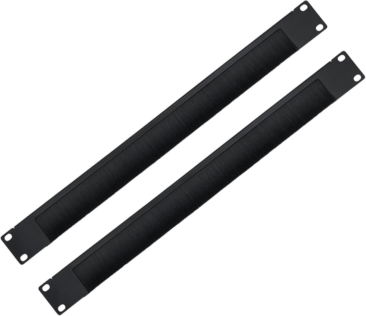 2 stuks kabeldoorvoerstrips, 1HE met borstellijst, kabeldoorvoer, paneel met borstellijst, 25,4 cm, borstels, kabelopening voor gestructureerd kabelbeheer in serverkasten