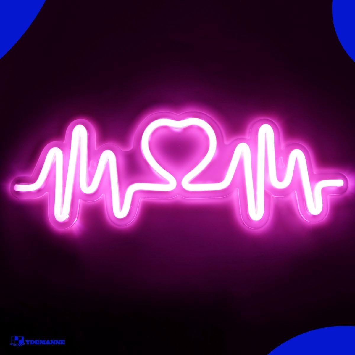 Neon Lamp - Hartslag Roze - Inclusief Ophanghaken - Neon Verlichting - Unieke Sfeer - SnelShoppen