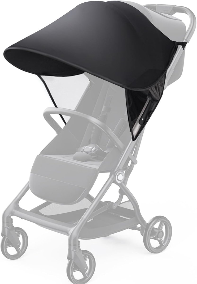 Zonnescherm kinderwagen - opvouwbaar - ademend - uv-bescherming en winddicht - SnelShoppen