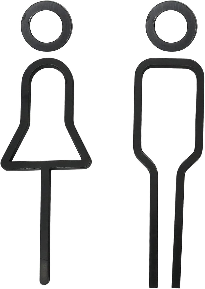 Toiletbordje voor mannen en vrouwen, wc-stickers, badkamerbord, acrylfiguren, modern design, ideaal voor hotels, winkels en openbare instellingen, zwart