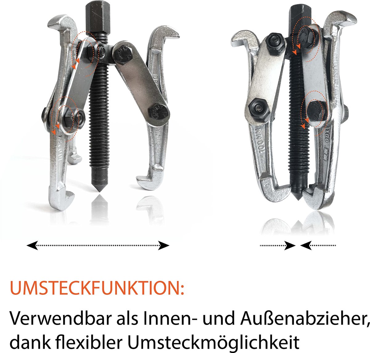 Lagertrekker set 3-delig 75, 100, 150 mm - verchroomd - stevige constructie - eenvoudig gebruik - SnelShoppen
