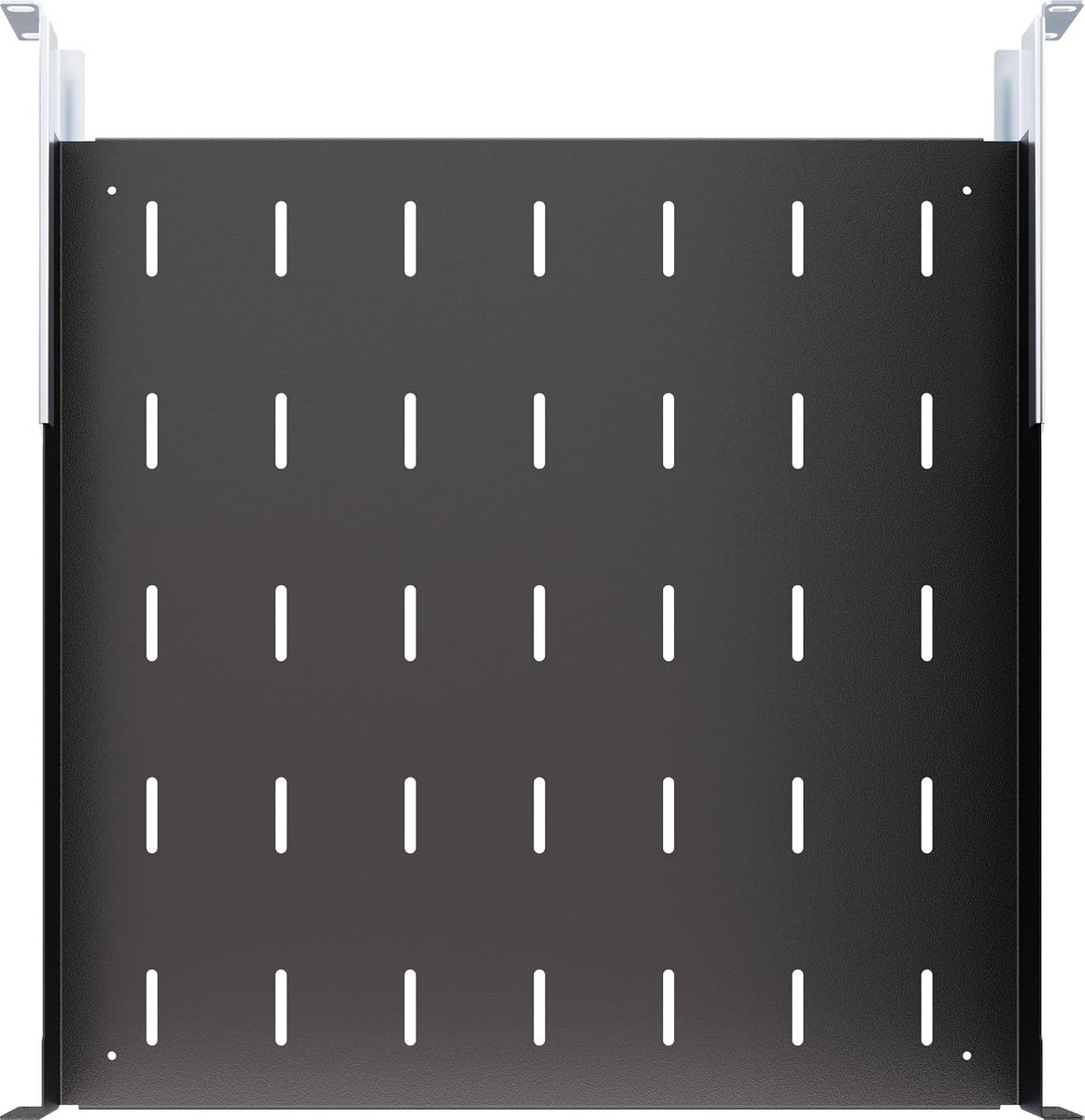 19 inch vakbodem 1HE verstelbaar - server rack voor netwerkkast en serverkast - draagvermogen 30 kg - bevestiging achteraan - variabele diepte - 19 inch rack accessoires