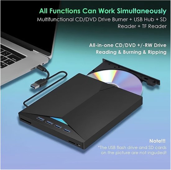 Externe DVD Brander - CD DVD Brander - Gegevens Archiveren - Drievoudige Interface - 2 MB Cache - Zwart — afbeelding 5