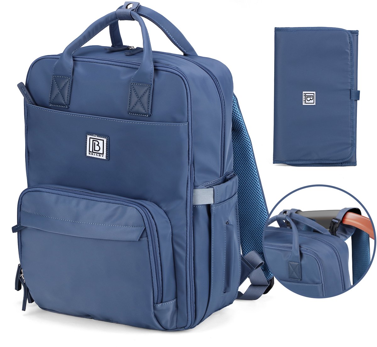 Brisby slijtvaste Luiertas – verzorgingstas – met buggymontage - Nordic Blue