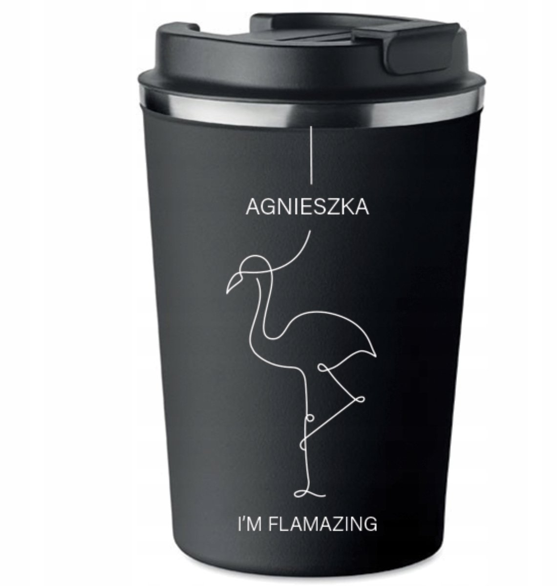 Merkloze Thermosbeker met Naam - 350ml - Zwart