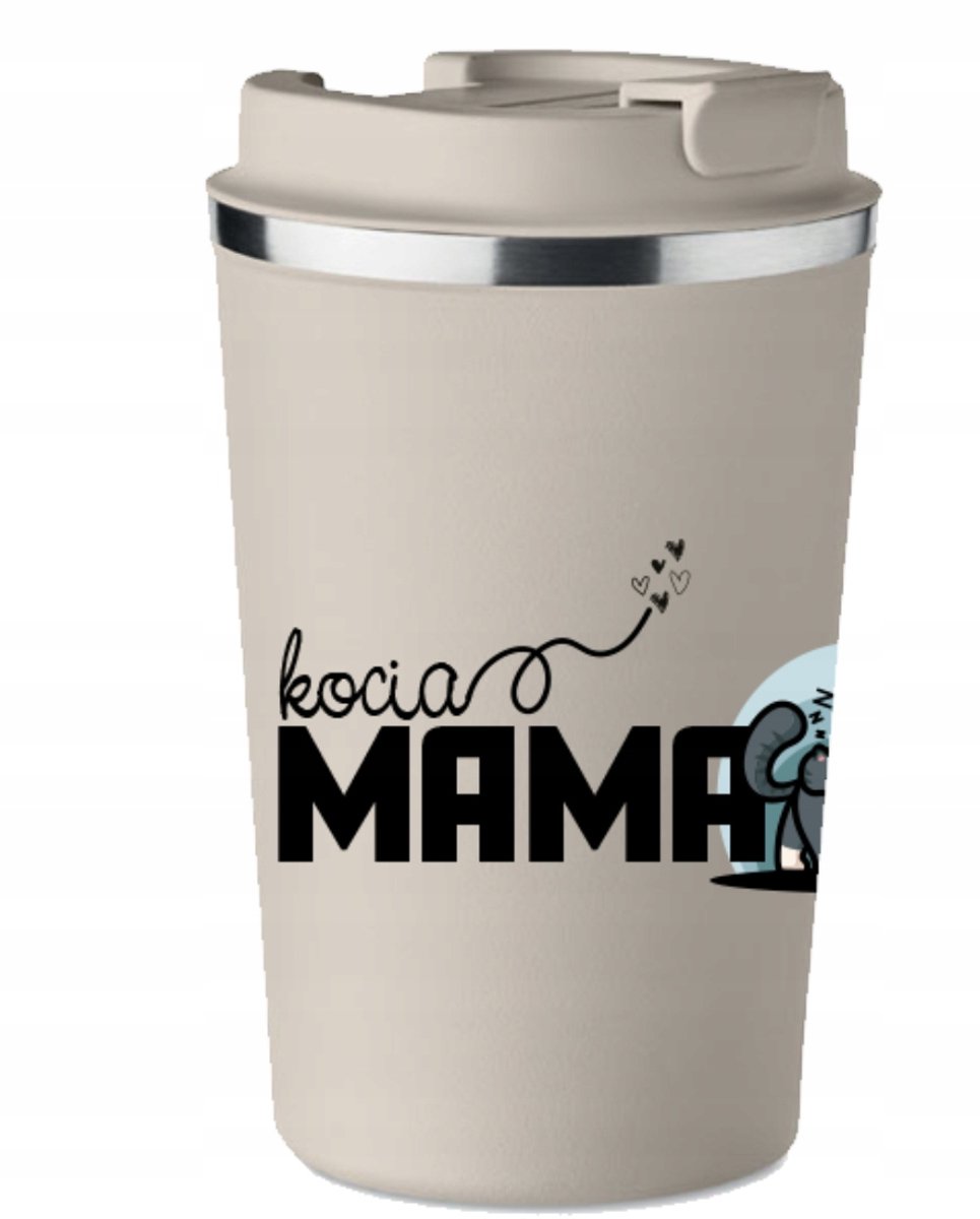 Premium thermische mok beig met kattenprint - 350ml