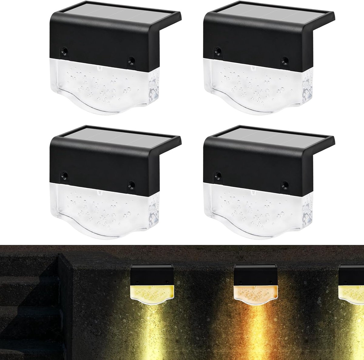 Solar Tuinverlichting Set van 4 - IP65 Waterdicht - Warm Wit en Geel Licht - Perfect voor Buiten Decoratie - ShopVlot