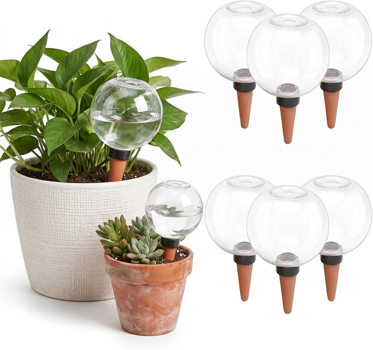 Plant Irrigatieballen 6 Stuks - 500 ml - Transparant - Automatische waterdispenser voor binnenplanten - ShopVlot