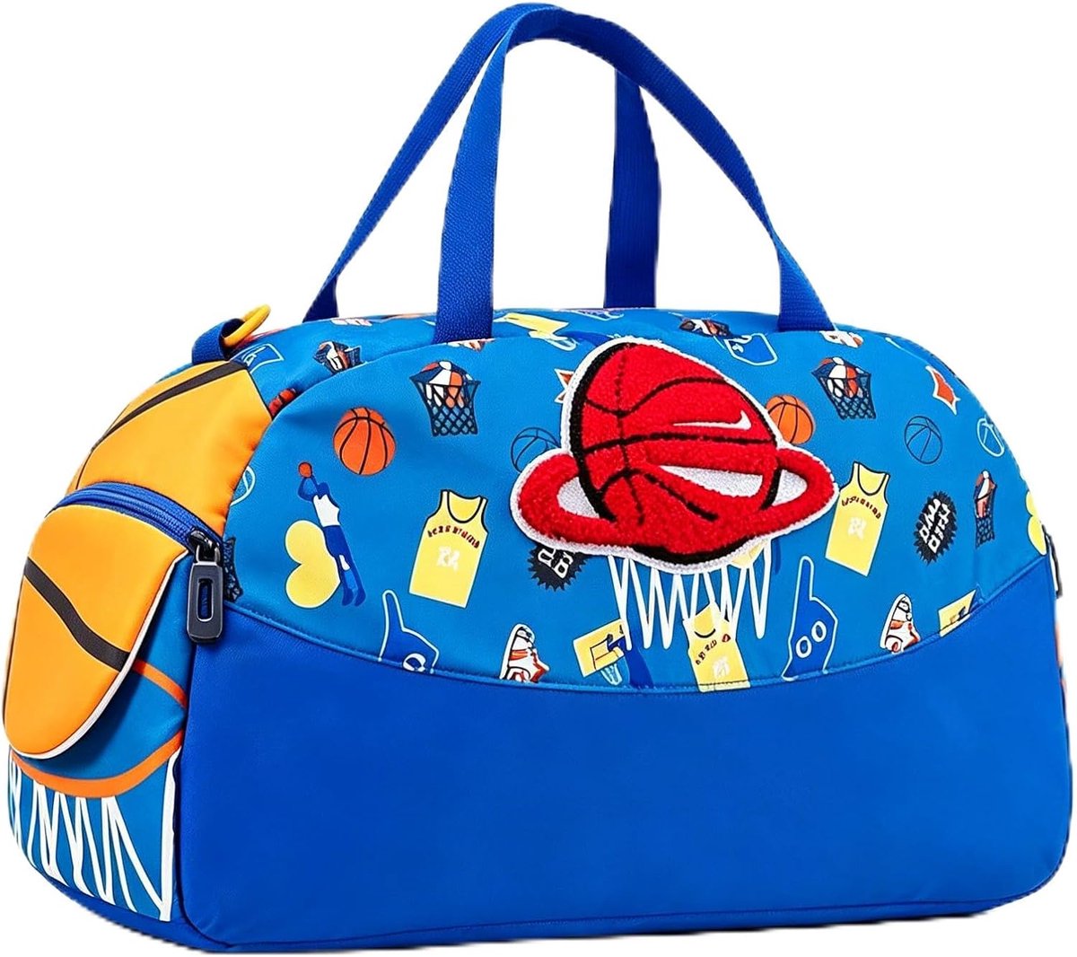 Sporttas voor kinderen - lichte reistas - kleurrijk basketbalpatroon - ideaal voor sport en school - ShopVlot