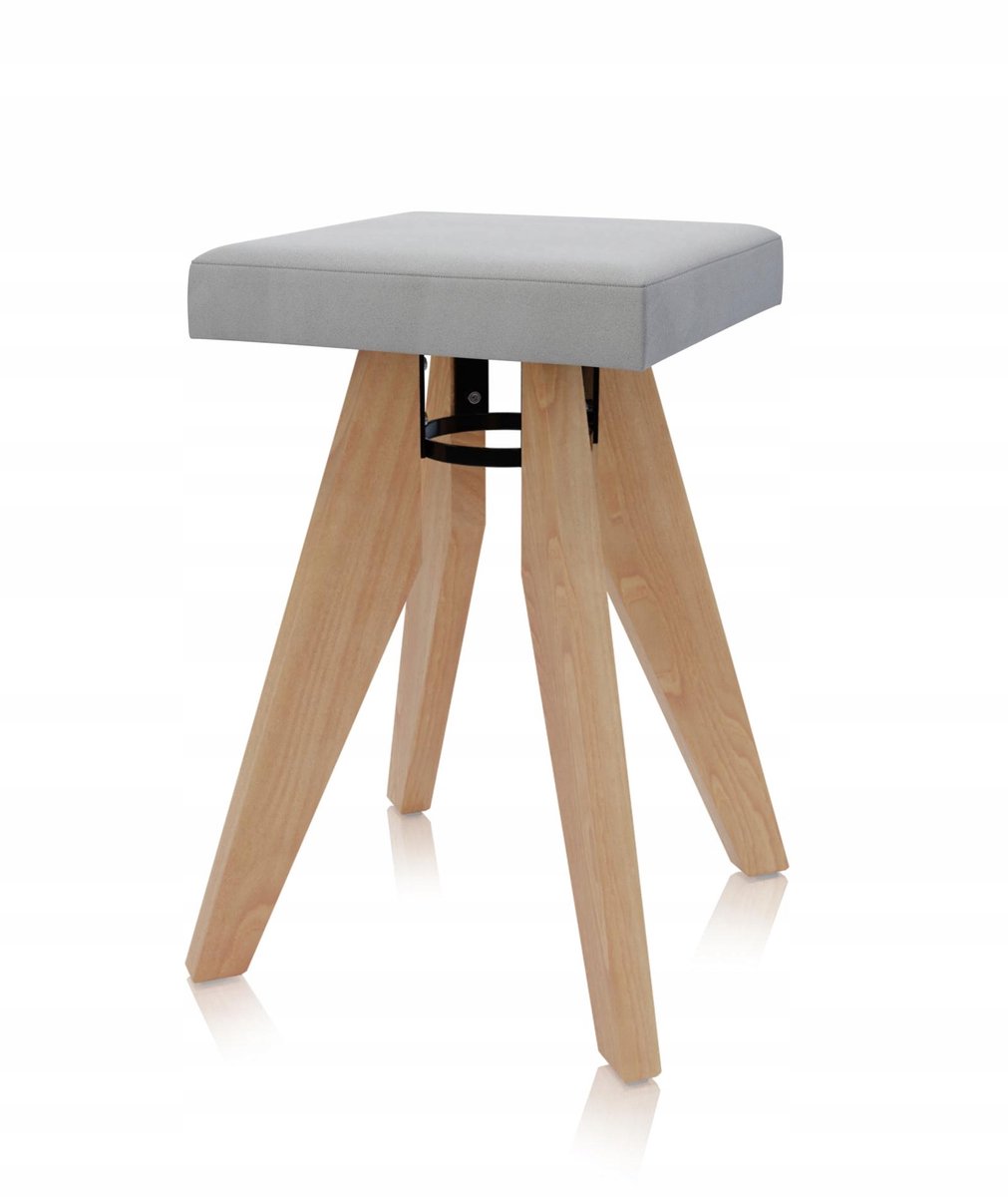 Merkloos Keukentabouret - Zacht Zitting, Houten Frame, Grijs