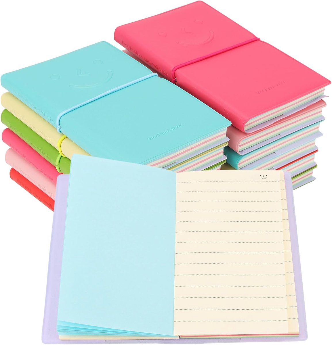 Mini notitieboekjes 12 stuks - PU leren omslag - 100 vel/200 pagina's - Ideaal voor aantekeningen - ShopVlot