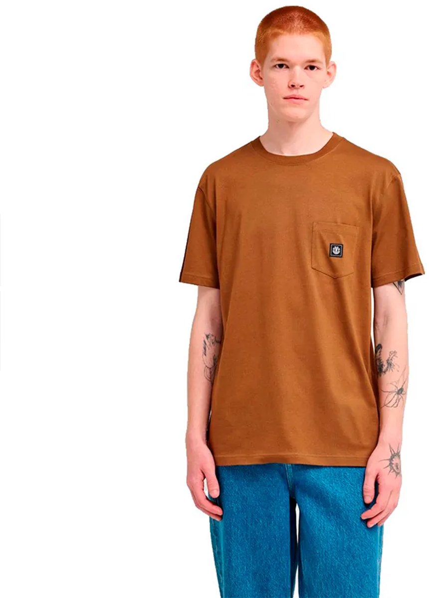 Element Icon Label Pocket T-shirt Met Korte Mouwen Bruin L Man