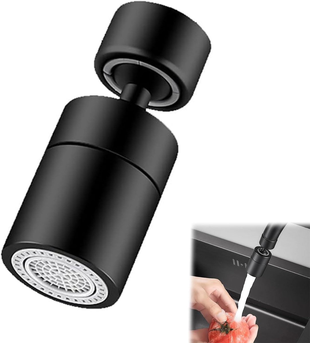 Keukenkraan Accessoire - 360° Draaibare Spout - Zwart - Ideaal voor Grondig Reinigen - ShopVlot