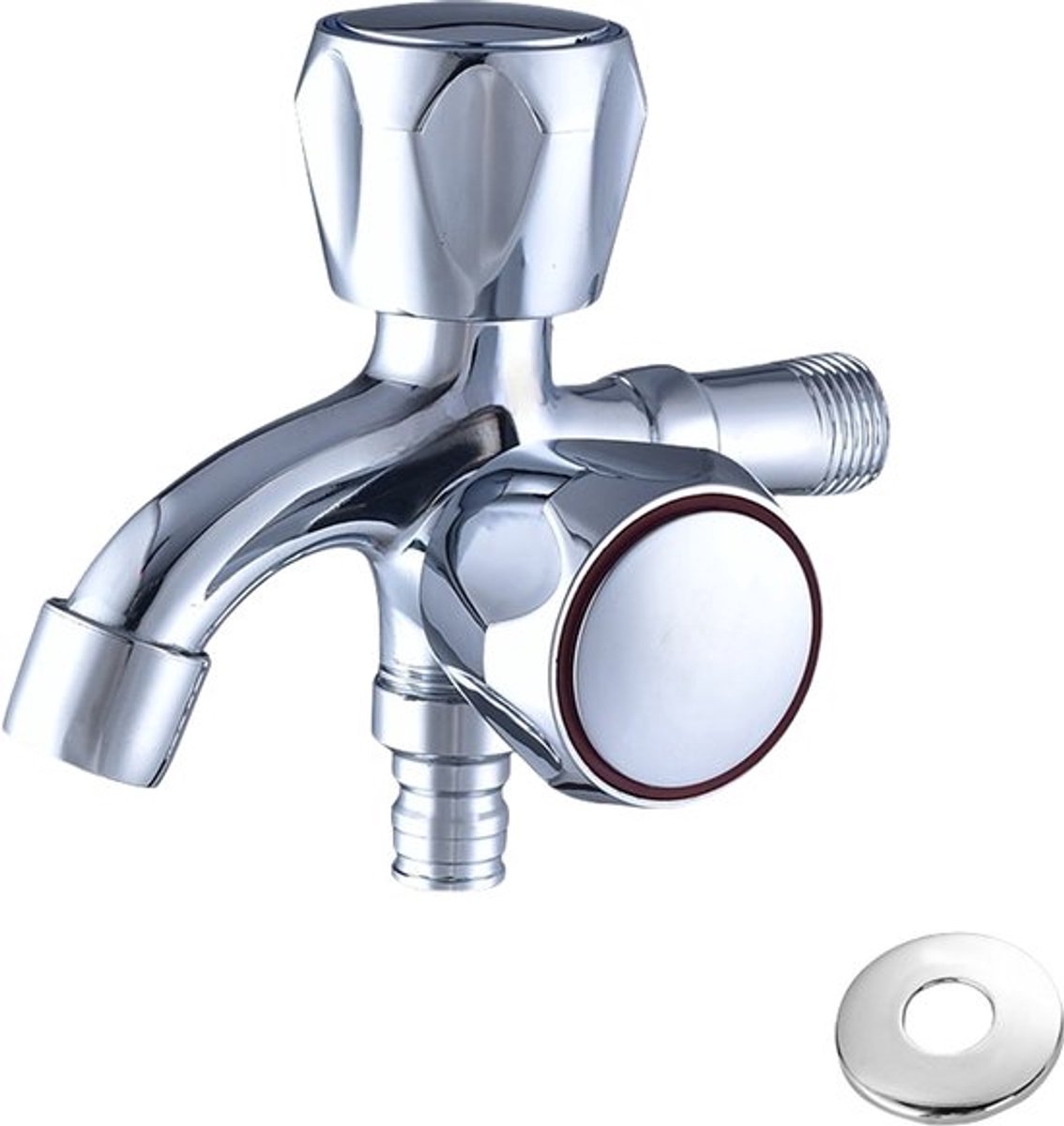 Waterkraan Kraan Dubbele Niveau Mixer Enkele Koelkraan Dubbele Uitloop G1/2 voor Wasmachine Aanrecht Douche (grote handgreep)