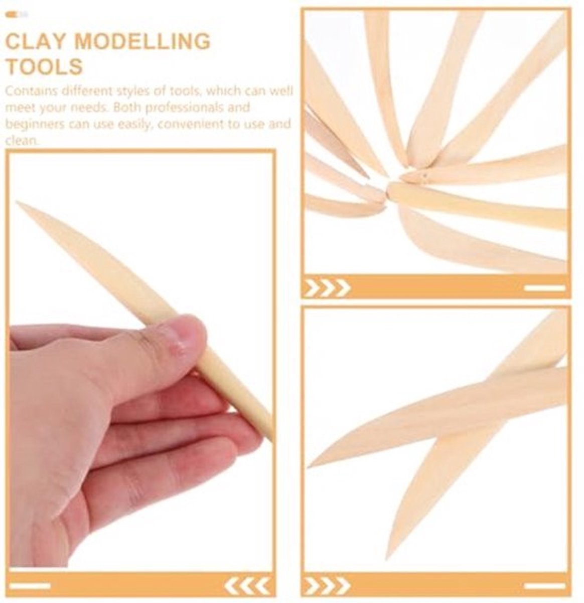Kneedgereedschap Set - Houten Pottenbakkers Gereedschap - Voor Sculpting en Modeleren