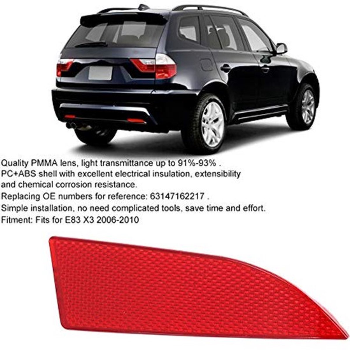 Achterbumper Links Reflector Lichtlens Achterlichtlens Zijreflector 63147162217 Geschikt voor E83 X3 2006-2010