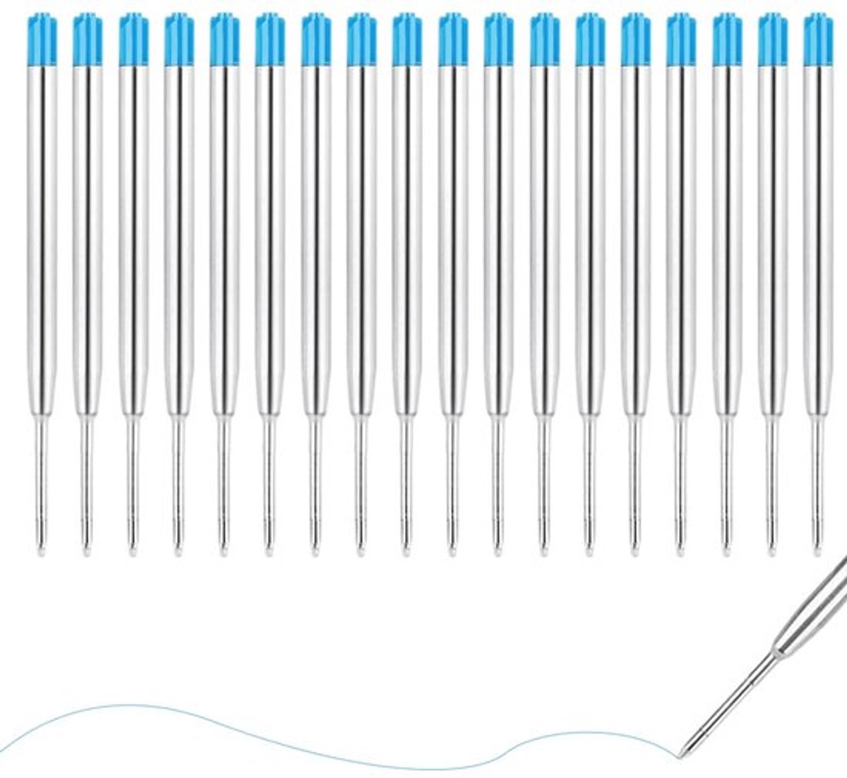 18 x G2 maat metalen balpen navullingen, compatibel (1 mm medium punt) (blauw)
