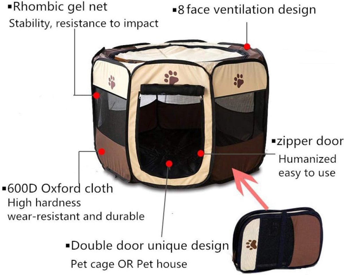 Huisdier Tent - Dierenverblijf Opvouwbaar - Reizen met Huisdier - Dubbele Deur Ontwerp - 70x70x45CM - Blauw