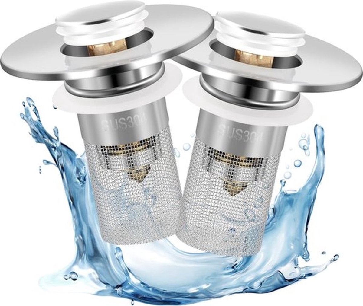2-Pack Badkamer Wastafel Stopper-afvoerstop-2 in 1 Pop Up Badkamer Wastafel Afvoerzeef-met haaropvangmand-Universele afvoerstop voor wastafels-Geschikt voor afvoergaten van 1-1,5 inch-Gootsteenafvoerfilter anti-verstopping