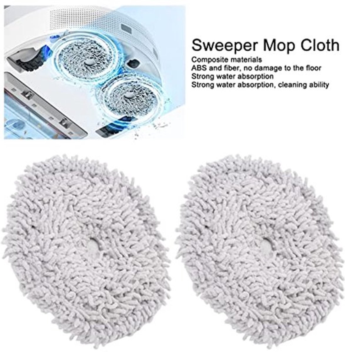 Sweeper Mop Cloth, 2 stuks harde vloerreiniger, aangedreven roterende dweil, veeg-moppads, beugel, vervangbaar voor W10 W10 PRO