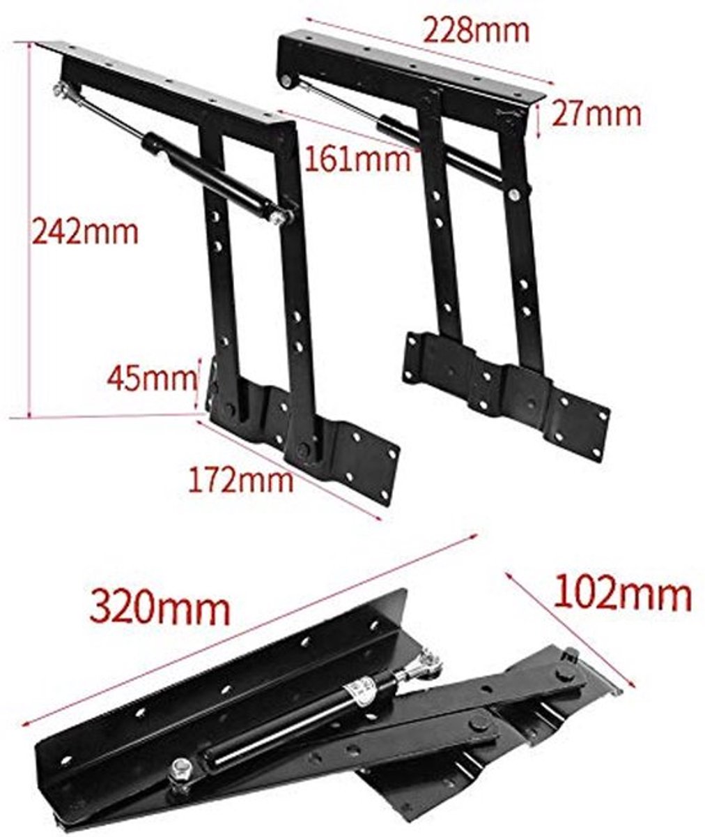 Hydraulische scharnieren, salontafellift, opvouwbaar staand frame, roestbestendig, maximale belasting 50 kg, zwart