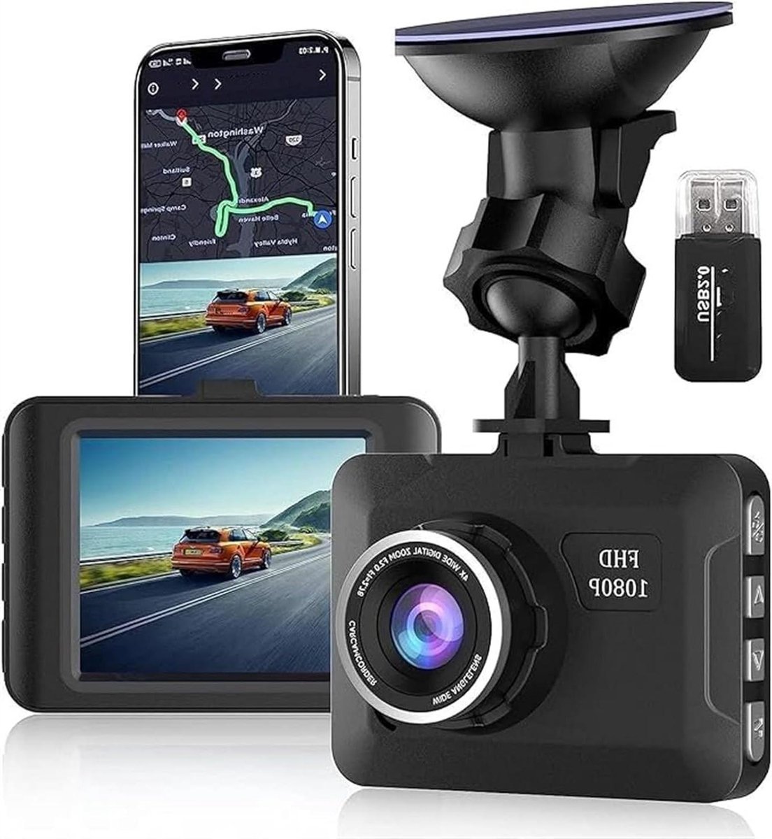 Dashcam Auto - Autocamera Rijrecorder - Veilig Rijden - 1080P Full HD - 27 Inch Scherm - One Color