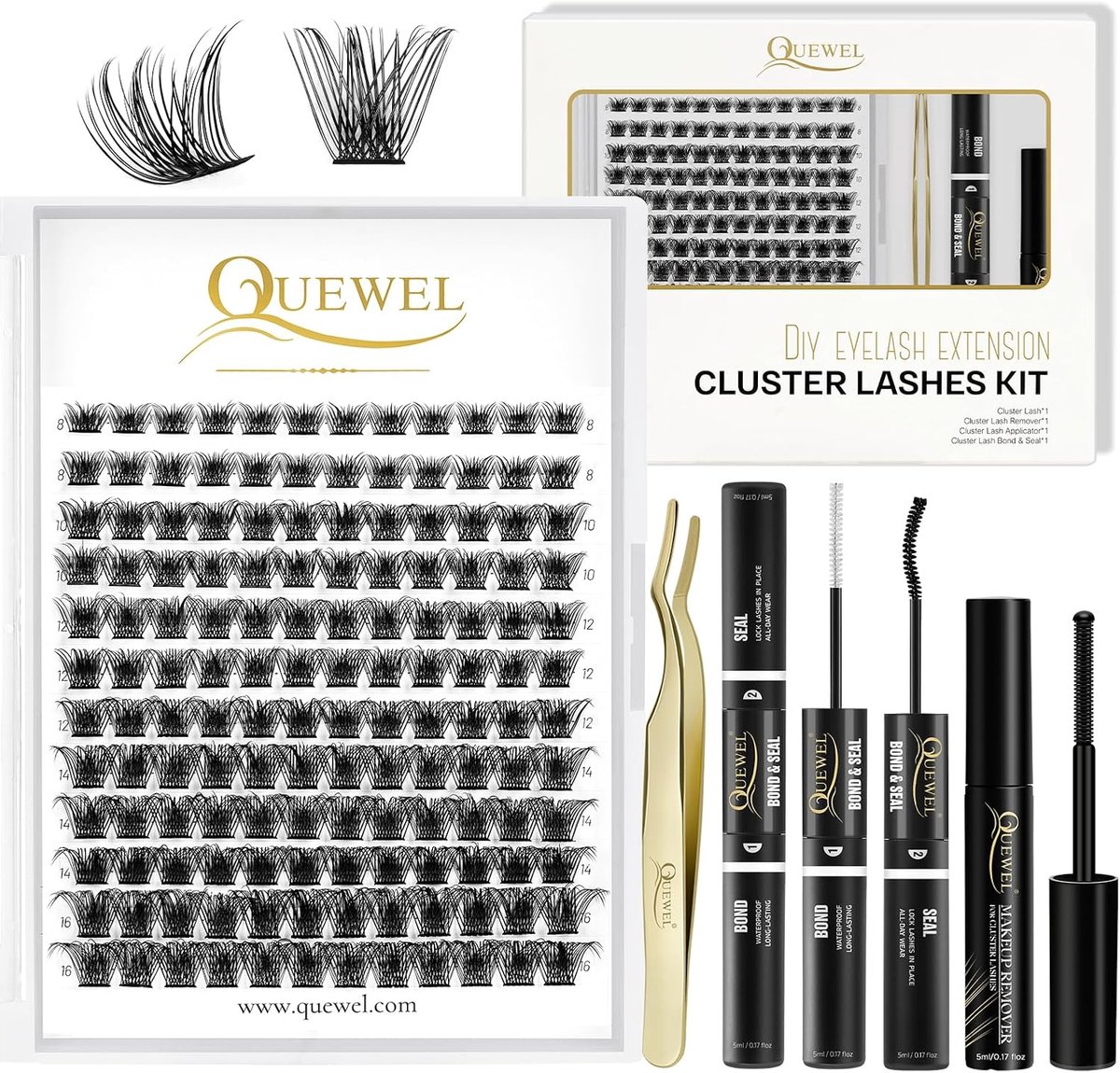 Eyelash extensions 144 stuks - Lange houdbaarheid - Natuurlijke cluster-lashes - Geschikt voor beginners thuis - ShopVlot