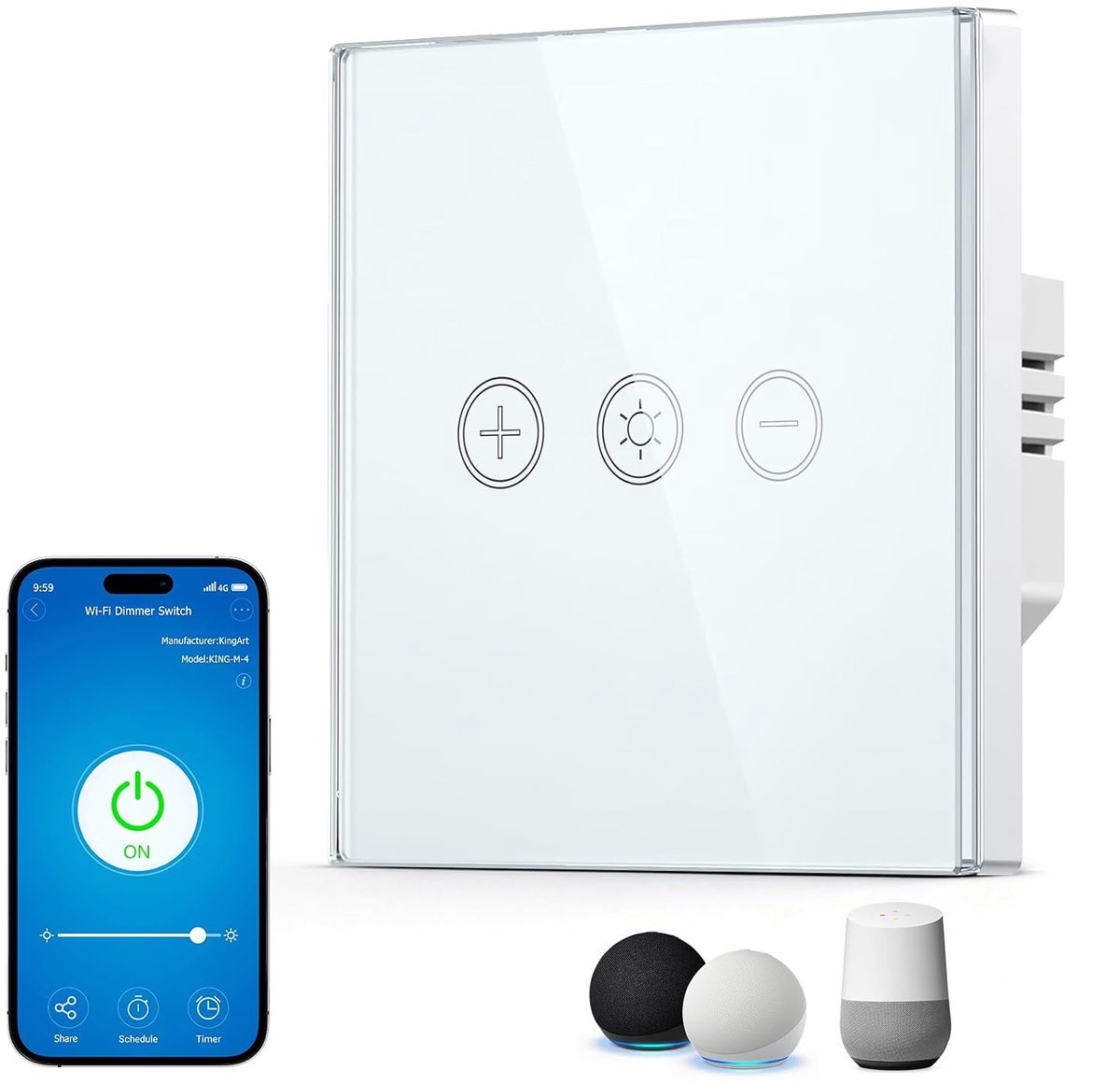 Slimme dimmer schakelaar - Dimbaar voor LED 150W max - Met Alexa/Google/Tuya - Eenvoudig te bedienen - ShopVlot