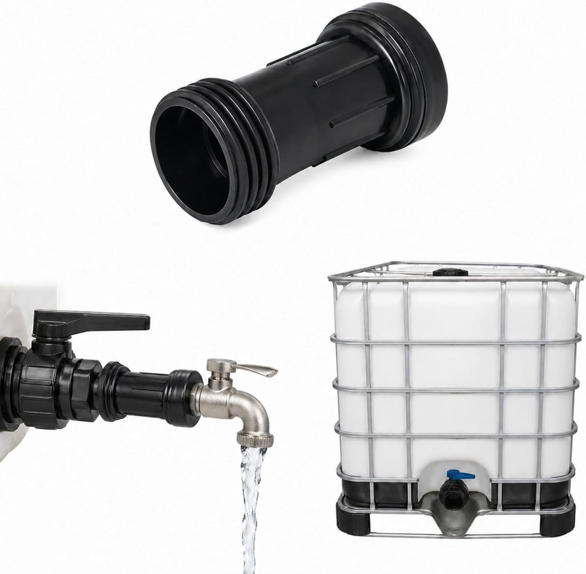 IBC tankverlenging S60x6 - 110 mm afstandstuk - robuust PP-materiaal - veilige verbinding voor irrigatie - ShopVlot