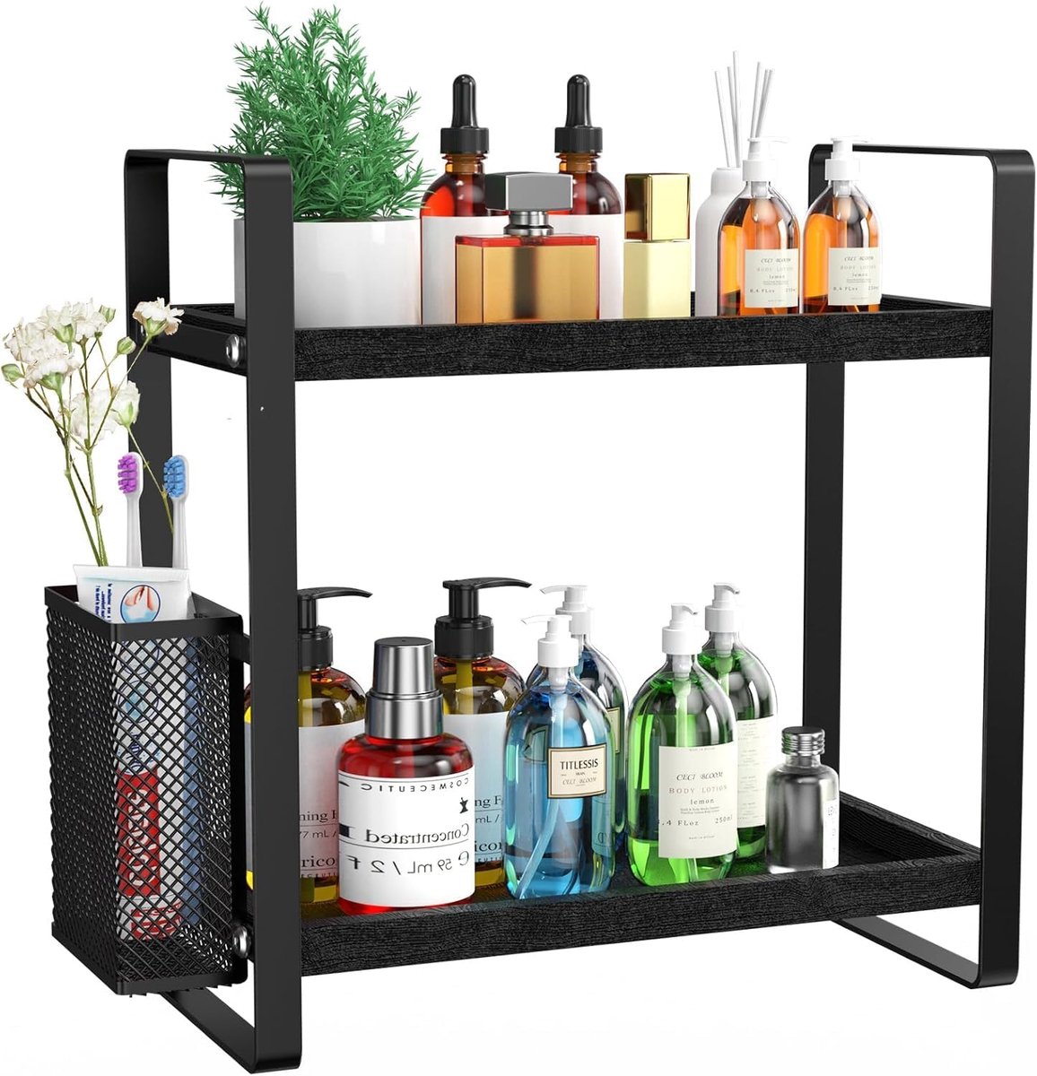Badkamer Organizer - Houten - Met Laden - Perfect voor Make-up en Verzorging - ShopVlot