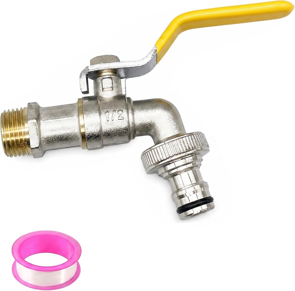 Waterkraan 1/2 inch - messing - vorst- en roestbestendig - ideaal voor tuin en regenton - ShopVlot