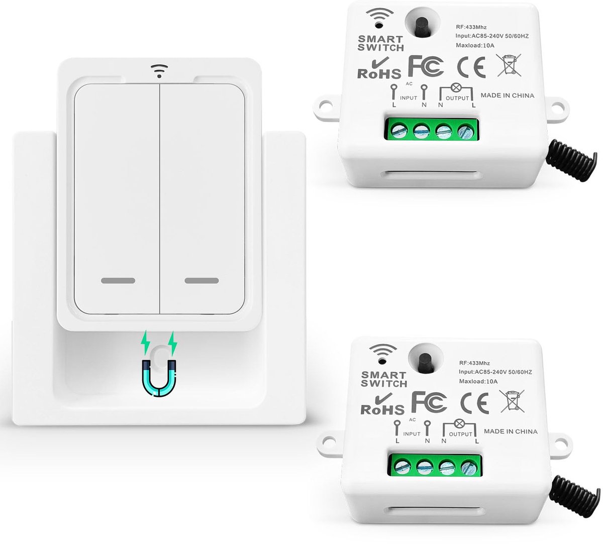 Draadloze Lichtschakelaar Kit - Mini Radiozender 230V - Geen bedrading - Eenvoudige installatie voor lampen - ShopVlot
