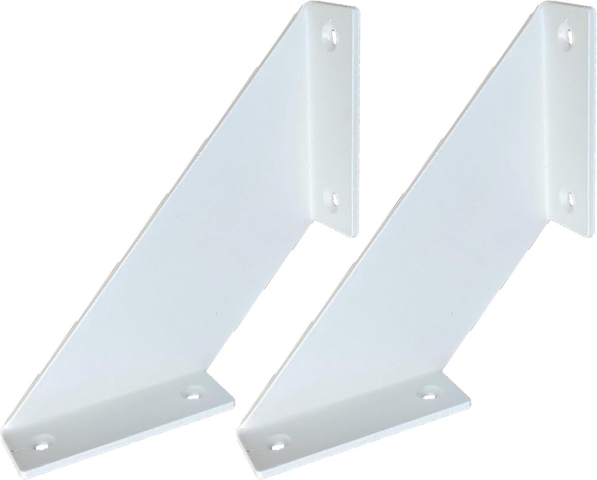 Plankhouder hoekset van 2 - witte poedercoated staal - stevige constructie - ideaal voor wandplanken - ShopVlot