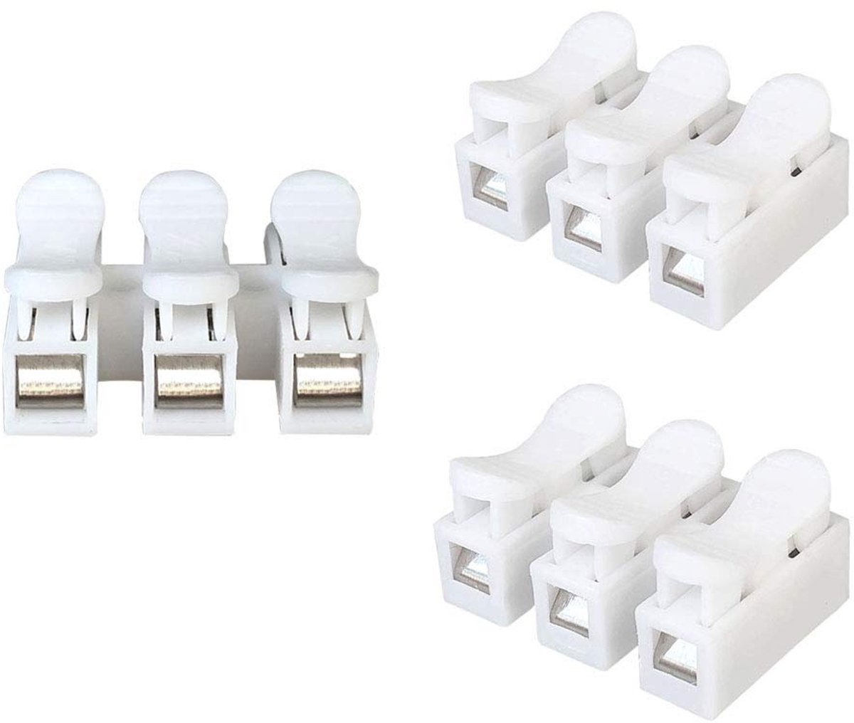 CH3 connector kabelklemmen 40 stuks - witte veerclip - brandwerend en corrosiebestendig - ideaal voor LED verlichting - ShopVlot