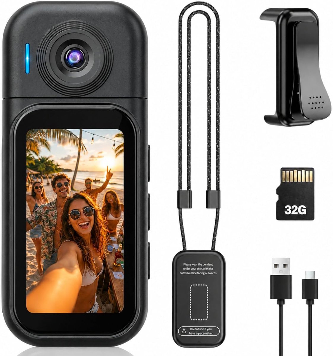 Mini-sportcamera 1080p met 180° draaibare lens - touchscreen - wifi - ideaal voor vloggen - ShopVlot