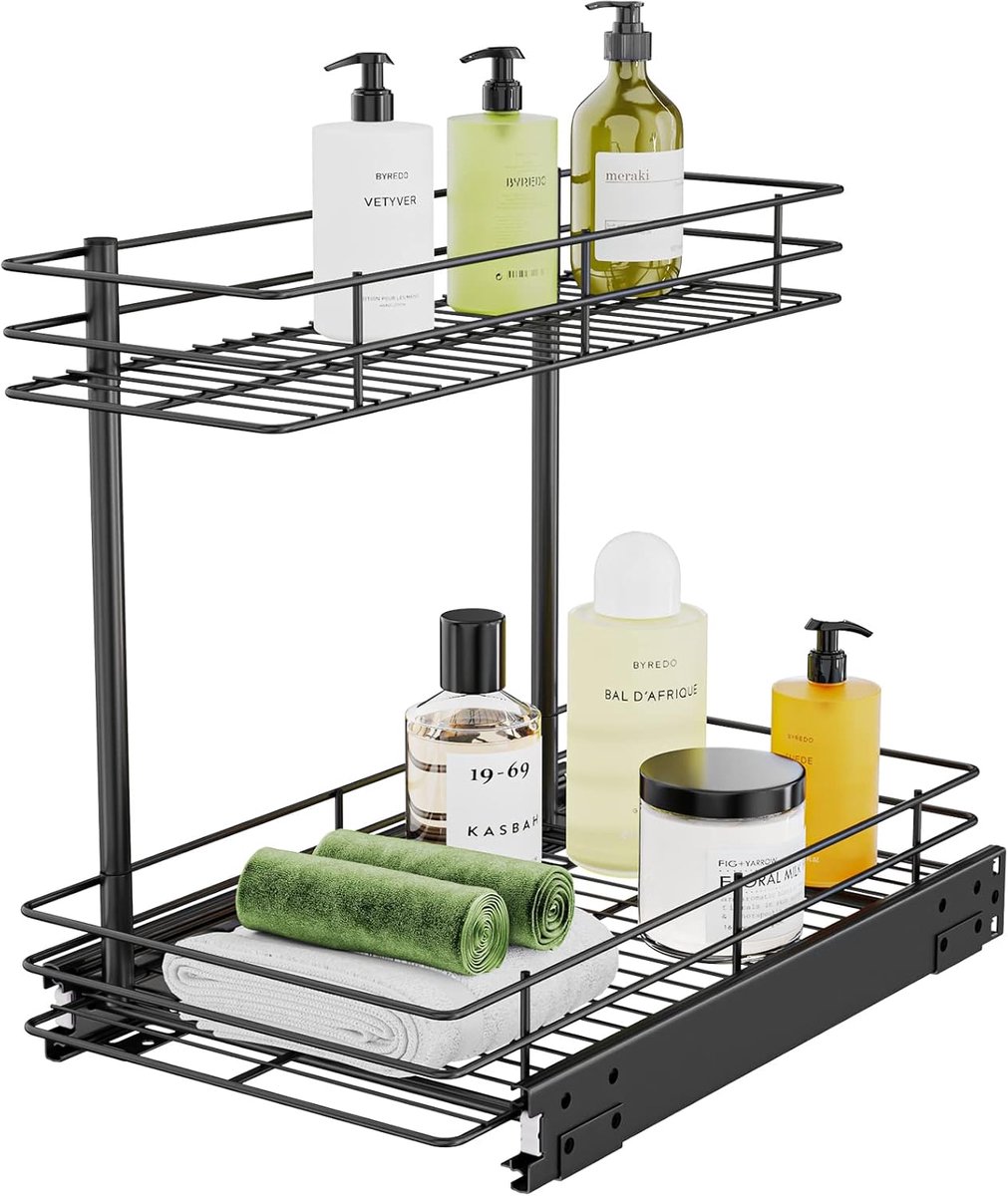 Onderkast Organizer 2-Tiers - Uittrekbare Opbergmand - Ruimtebesparend - Ideaal voor Keuken en Badkamer - ShopVlot