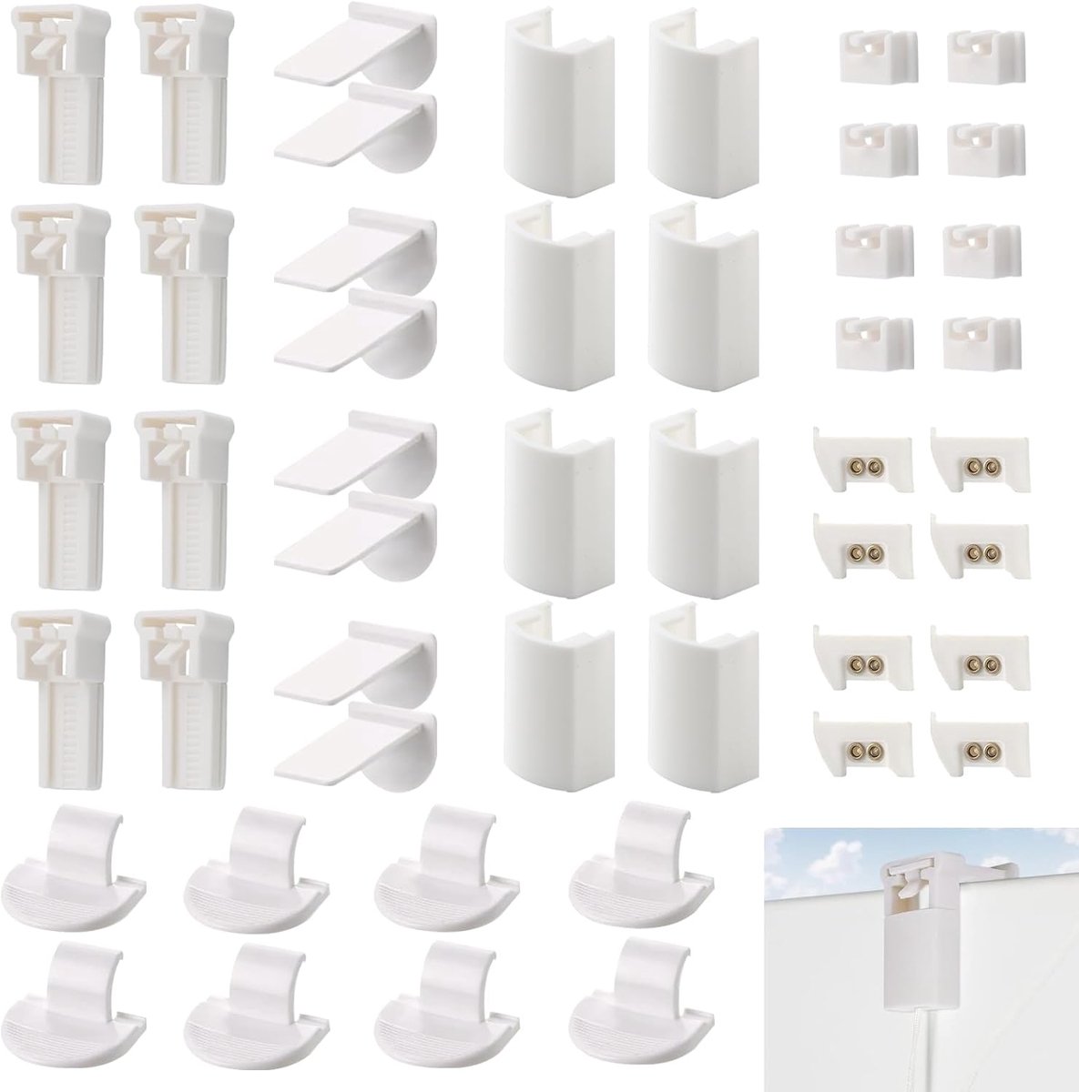 Vouwgordijn accessoires 8 stuks - Zelfklevende pleated klemmen - Eenvoudige installatie - Voor thuis en kantoor - ShopVlot