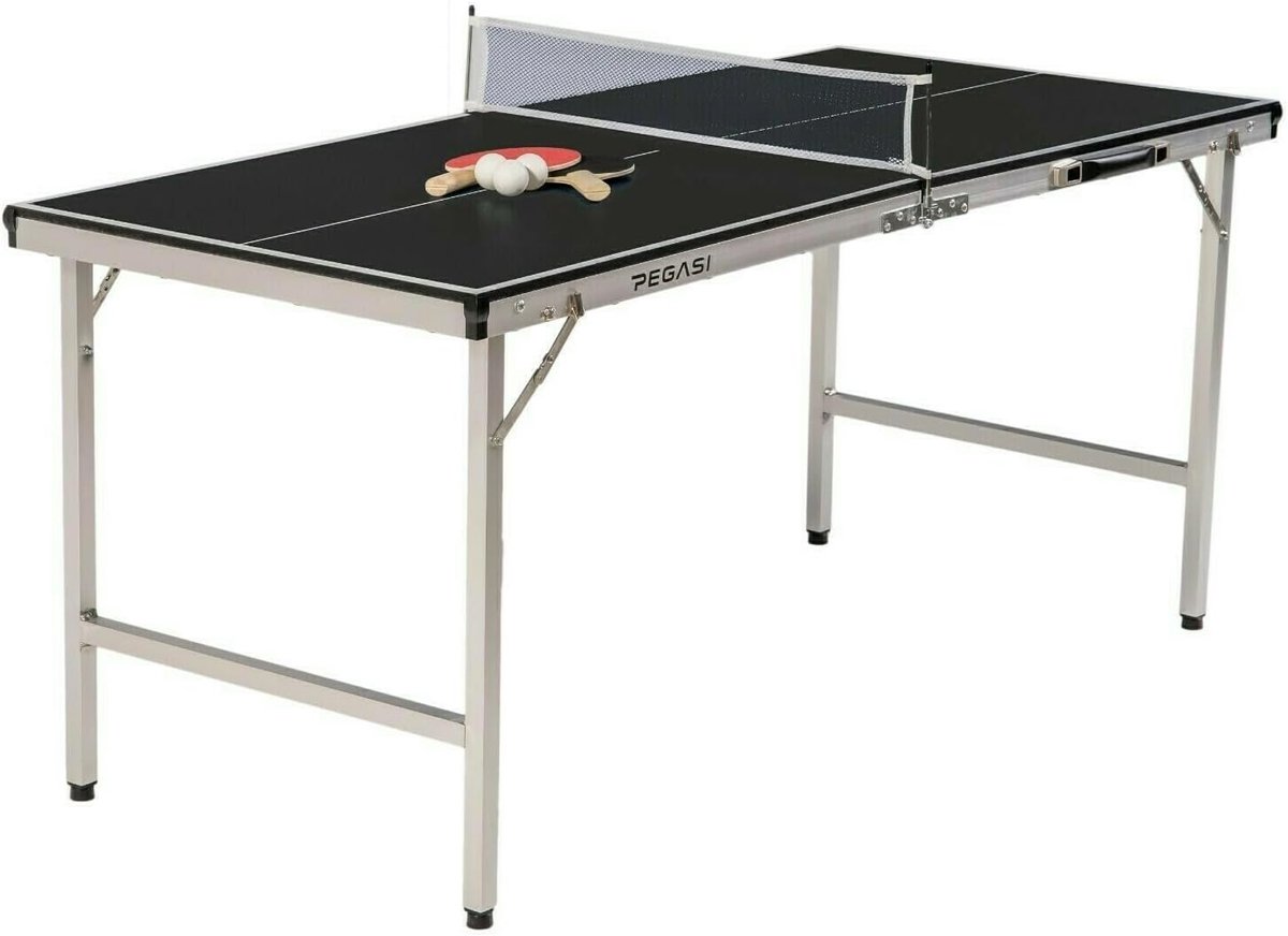 Tafeltennistafel mini - zwart - geschikt voor binnen en buiten - ideaal voor plezier met vrienden - ShopVlot
