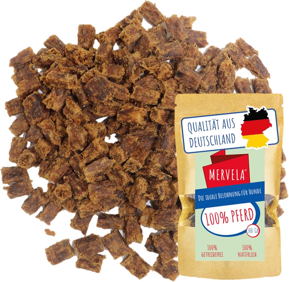 Hondenkauwblokjes 500 g - 100% Natuurlijk Paardenvlees - Hypoallergeen - Ideaal als Trainingsbeloning - ShopVlot