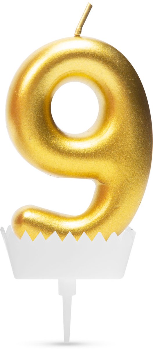 Verjaardagskaars cijfer 9 - 6×3 cm - taartkaars - decoratieve kaars voor feest & verjaardag [56184-9]