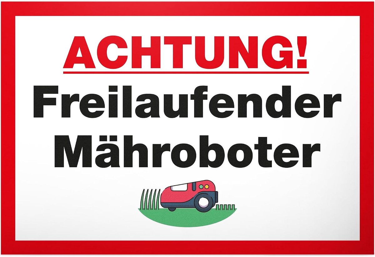 Waarschuwingsbord Robotmaaier 30 x 20 cm - Weerbestendig - Grappig Tuinschild - Perfect cadeau voor tuinliefhebbers - ShopVlot