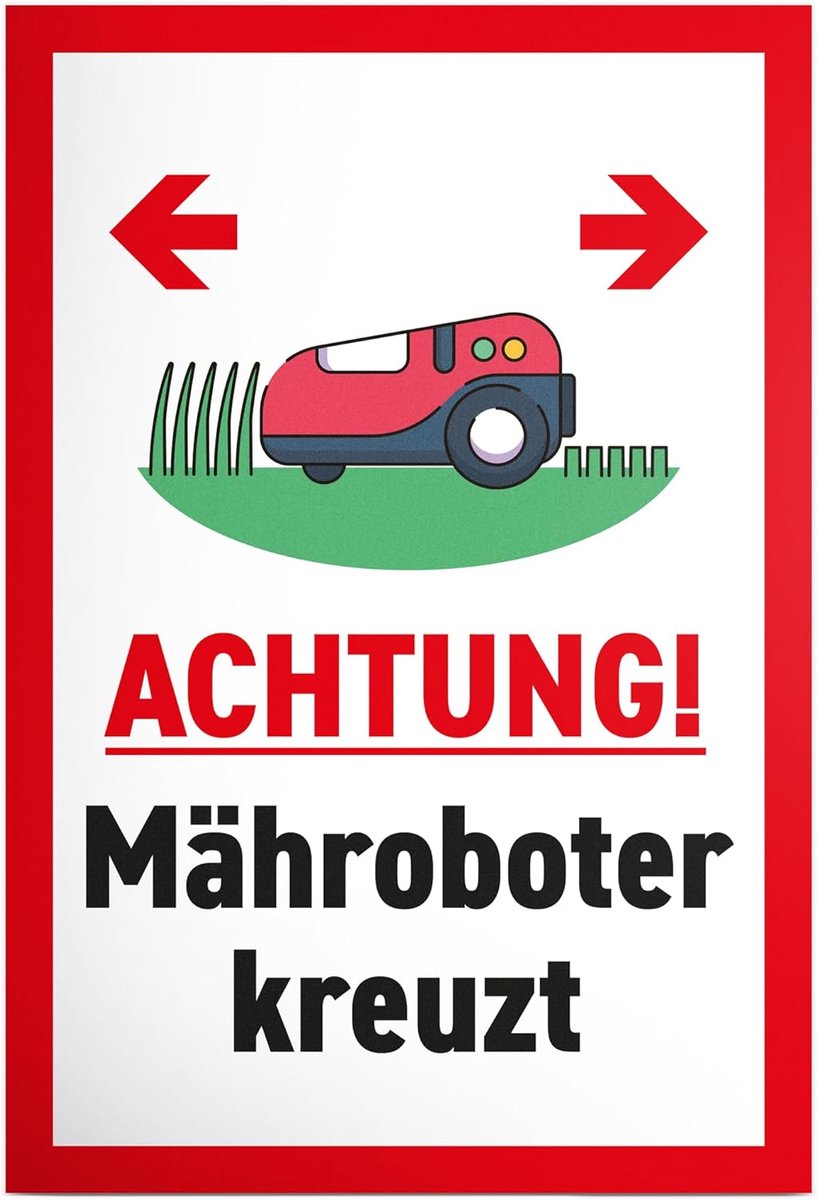 Waarschuwingsbord robotmaaiers 30 x 20 cm - Grappig tuinbord - Weerbestendig en duurzaam - ShopVlot