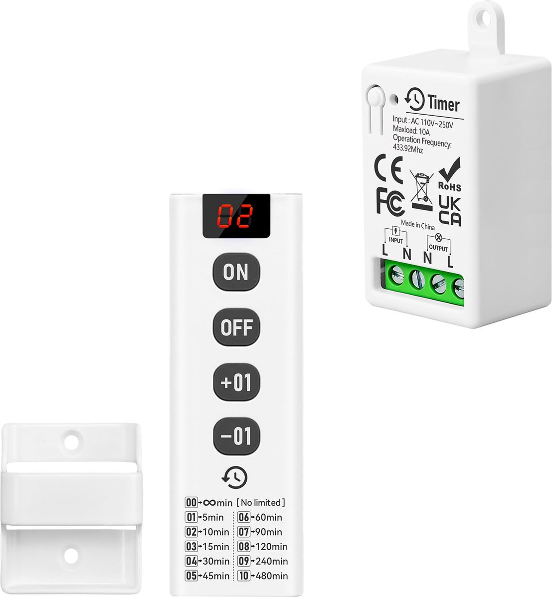 Draadloze lichtschakelaar - AC 220 V - 2200 W - 10 countdown-modi - Handige bediening van lampen - ShopVlot