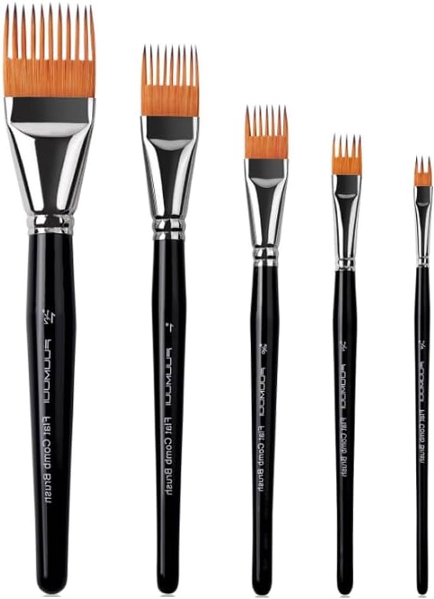 Verfkwast set 5-delig - platte penseelset - synthetische haren - perfect voor textuurverf - ShopVlot