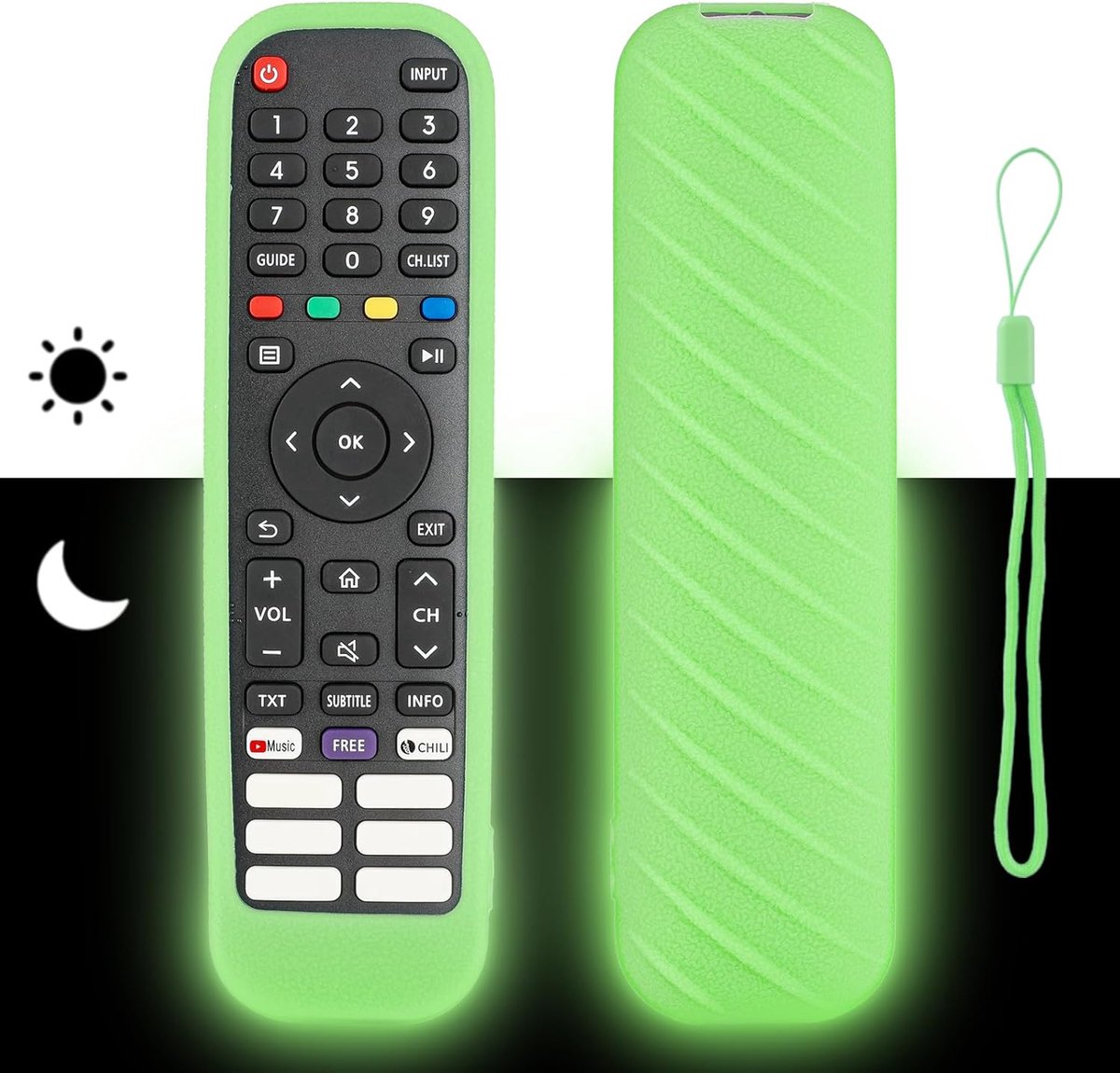 Afstandsbediening Silicone Hoes - Fluorescerend Groen - Schokbestendig - Perfecte Bescherming voor Hisense TV - ShopVlot