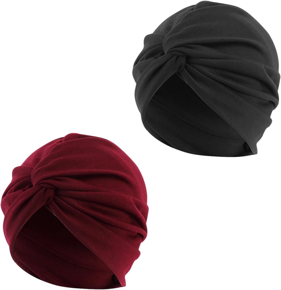 Stretch tulbandhoed 2 stuks - plissé-stijl - zachte stof - dagelijkse mode - ShopVlot