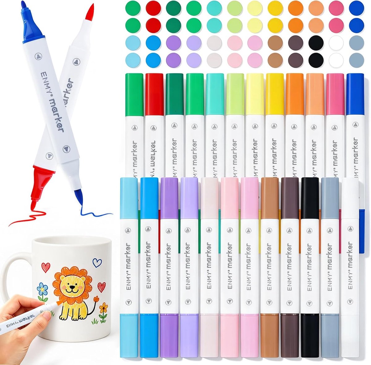 Porseleinen kleurstiften 24 kleuren - dubbele punt - vaatwasmachinebestendig - voor keramische creaties - ShopVlot