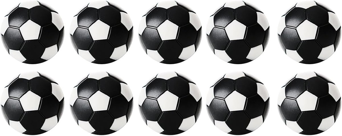 Kickerball 35 mm set van 10 - zwart/wit - kleurvast en slijtvast - perfect voor tafelvoetbal - ShopVlot