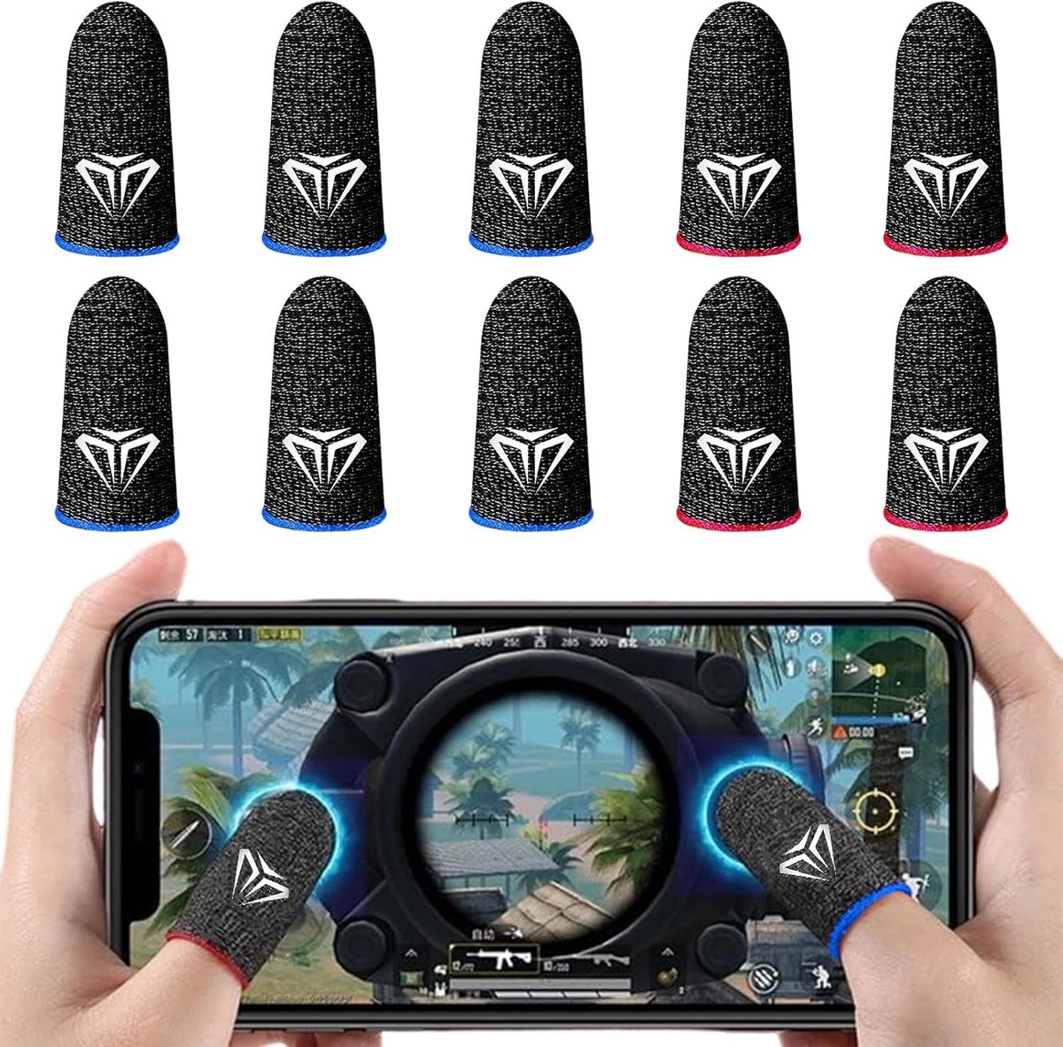 Mobiele gaming vingerhoesjes - zilvervezel - ademend - verbeterde controle en precisie - ShopVlot