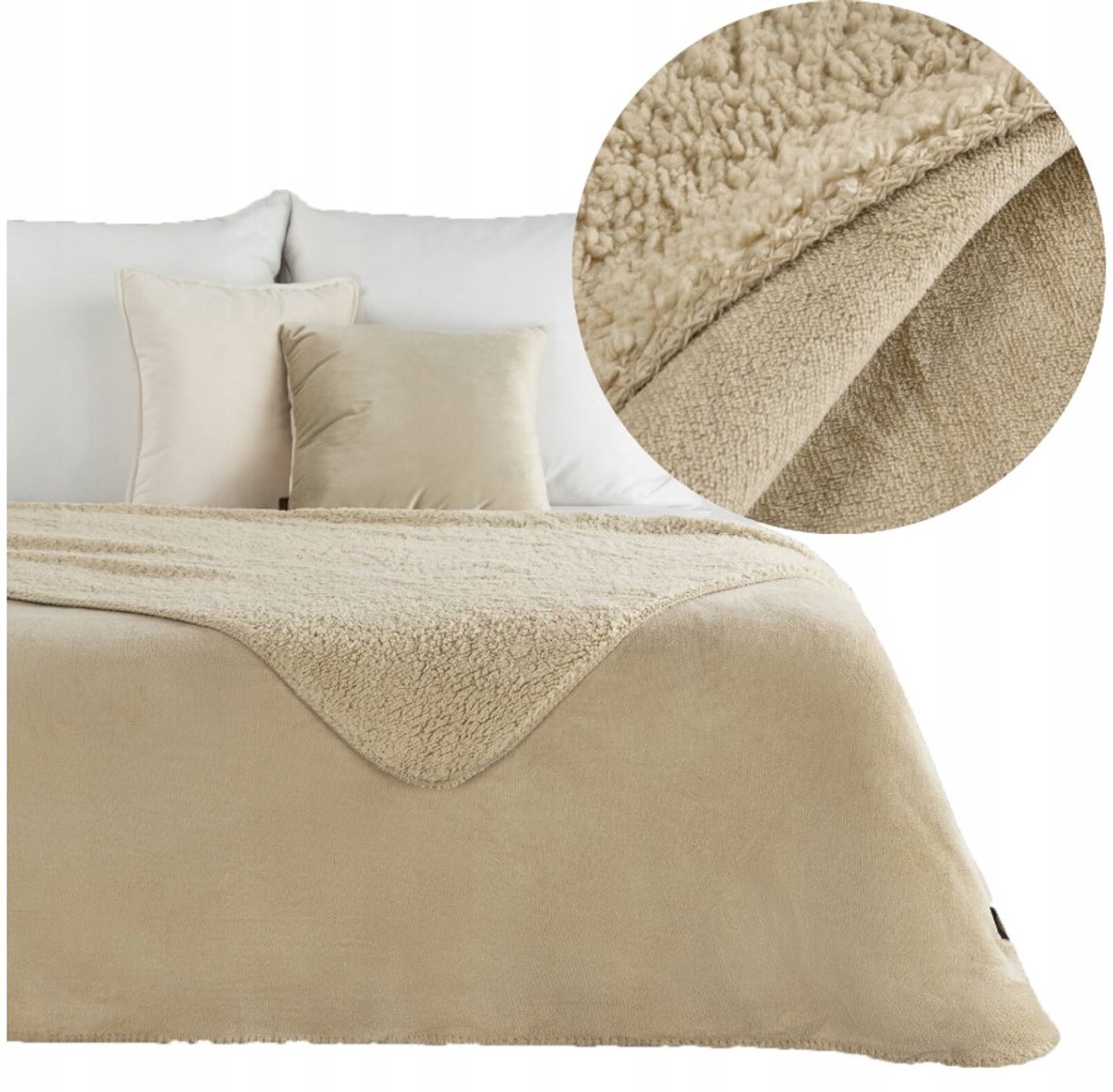 Zacht Dubbelzijdig Plaid/Spread 200x220 cm Lichtbeige